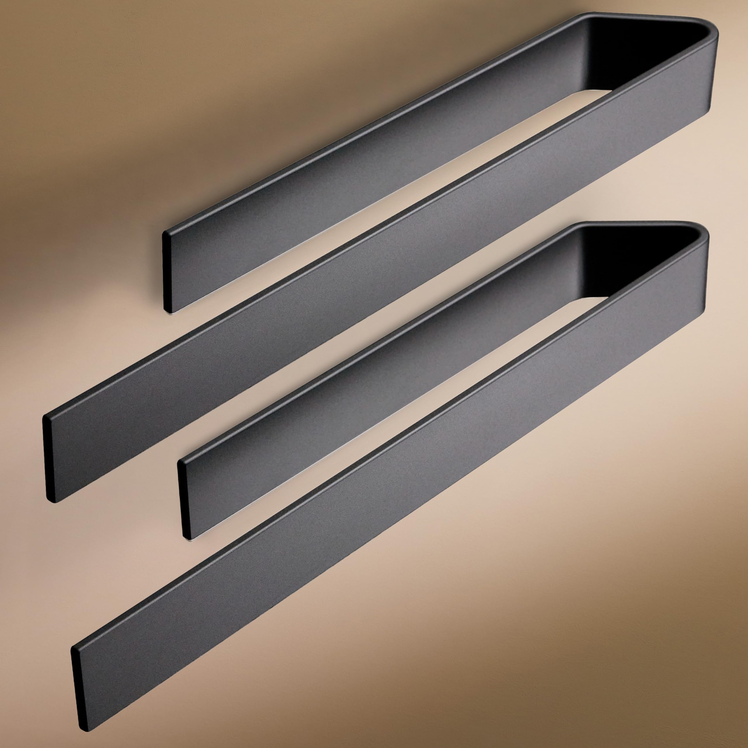 Design Hambourg Porte-Serviettes | 40 cm | Noir | Lot de 2 | adhésif | Porte-serviettes auto-adhésif en métal | Pour salle de bain, WC invités ou cuisine | Sans perçage