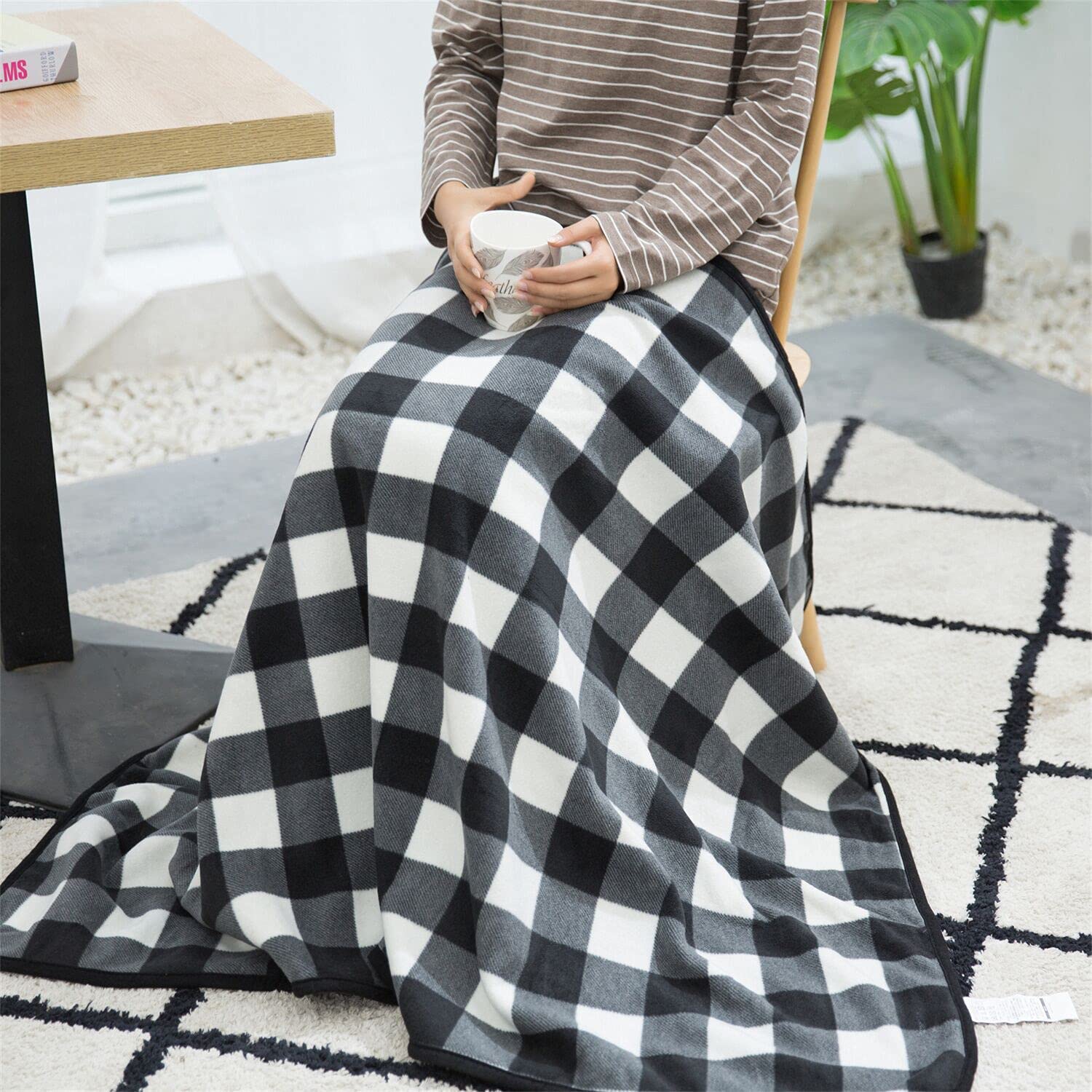 JFAN Poncho Donna Invernale Coperta in Pile Indossabile con Bottoni a Pressione Mantella Caldo Poncho Pile Donna Casa