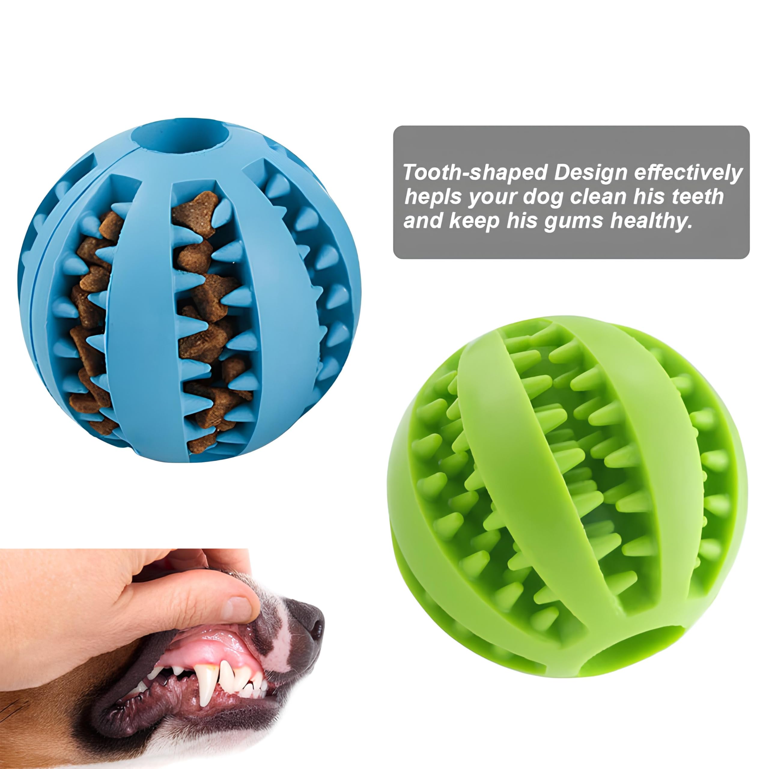 Estrico 2x Dog Ball Toy Interactive Soft Dental Chewing Rubber Puppy Teeth Cleaning Healthy Gums Playing Ball Fetch Toy For Cats And Dogs 7cm - Image 4