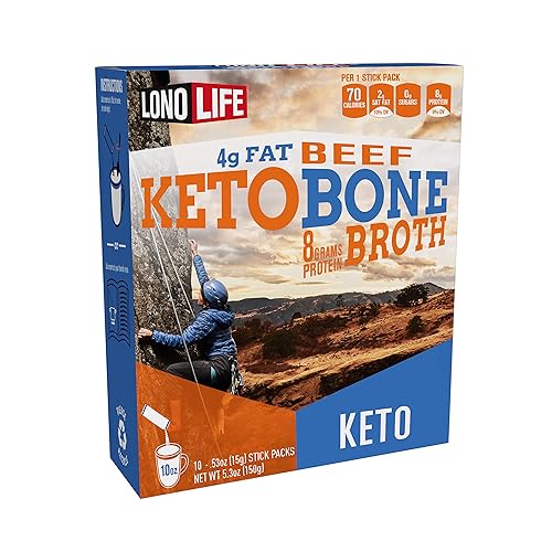 LonoLife - Palitos de caldo de hueso de carne cetogénica - 0.28oz de proteína de colágeno - 0.14oz de grasa - Sin gluten - Apto para dieta keto y