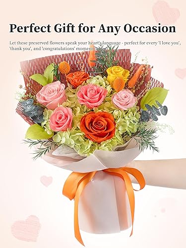 Miniatura 3 de Flomoon Flores Para Siempre Regalos para Ella, Bouquet de Flores Preservadas Regalos de Cumpleaños para Mujeres, Rosas Preservadas para Abuela,