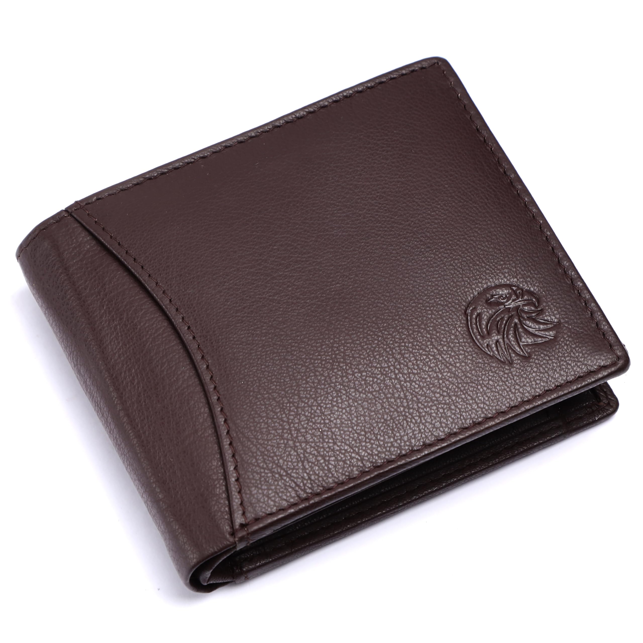 Men Formal Solid Brown Genuine Leather Wallet (9 Card Slots)-image-44