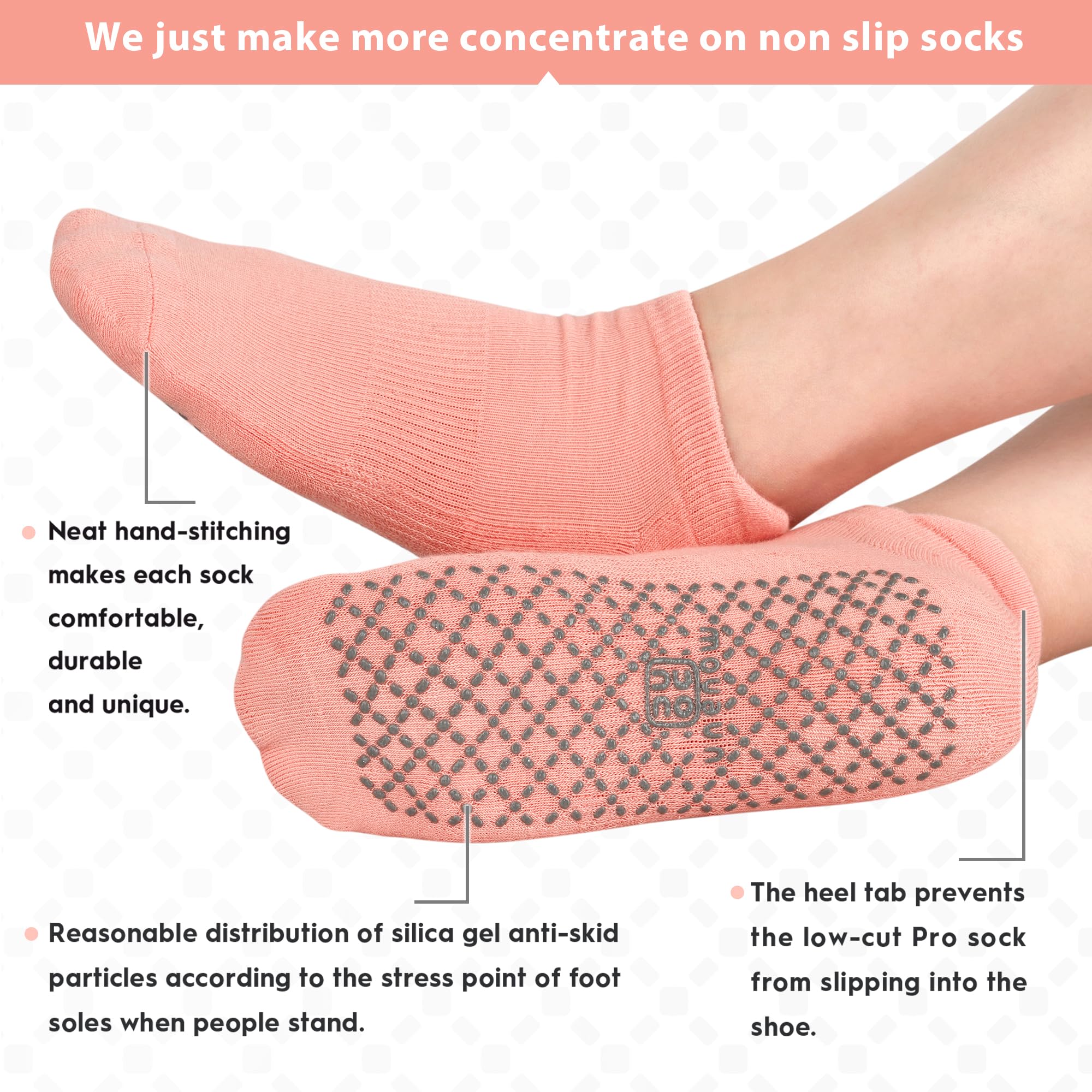 Unenow Calcetines antideslizantes unisex con cojines, calcetines para yoga, pilates, barra de suelo y hospital