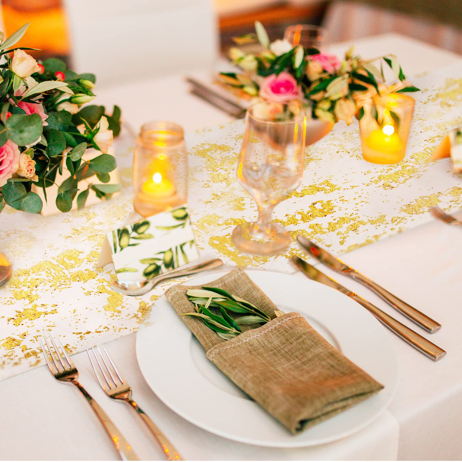 12 Stück Gold Tischläufer Metallic Dünn Mesh Tischläufer Rolle 11 x 84 Zoll Gold Tischdekorationen für Party Glitzer Tischläufer Rechteckig Dünne Tischdecken für Hochzeit Babyparty Geburtstag