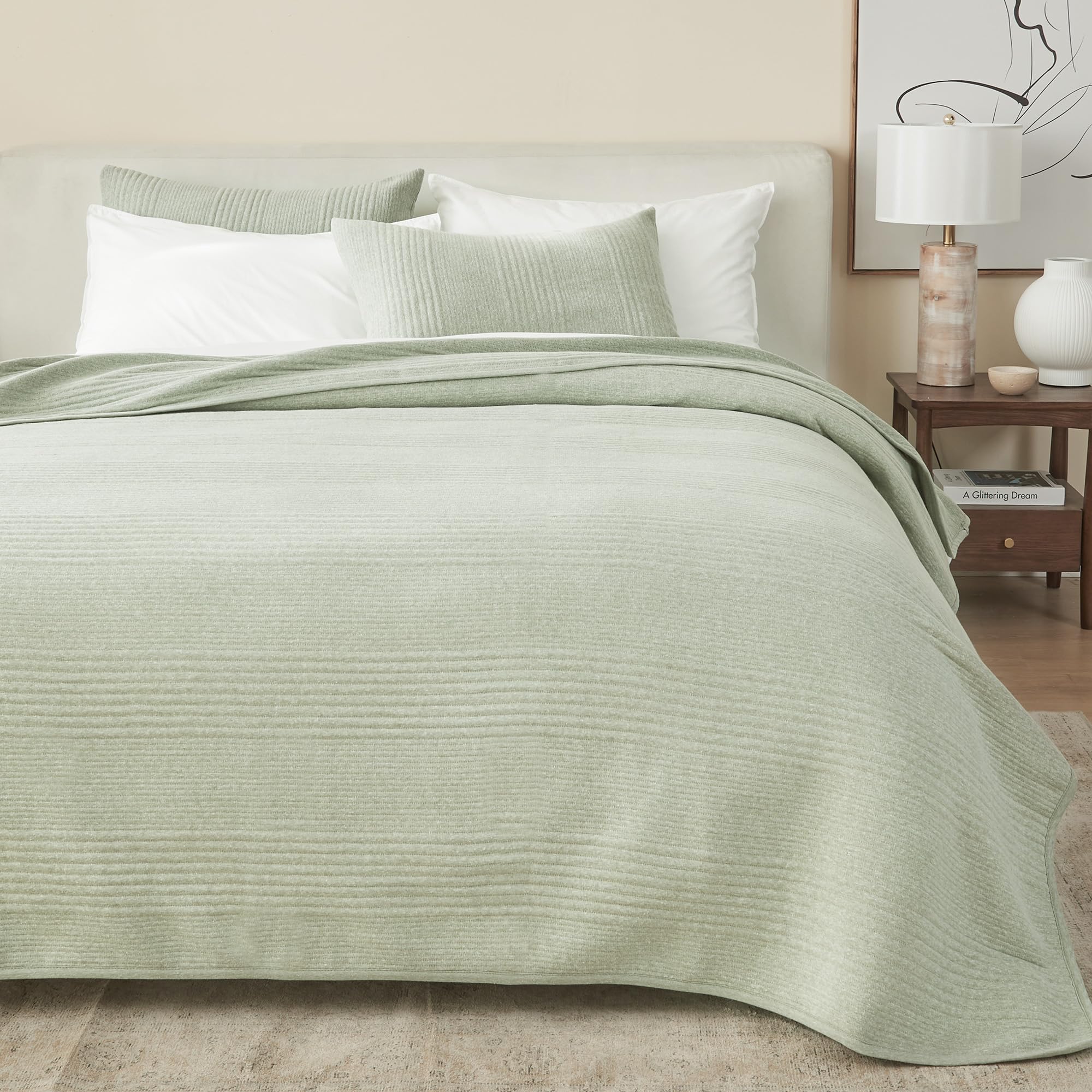 KILLARNEY ウール毛布 クリーム グリーンチェック Amazon.com: King Green Quilt Set with Shams - Cotton Blend