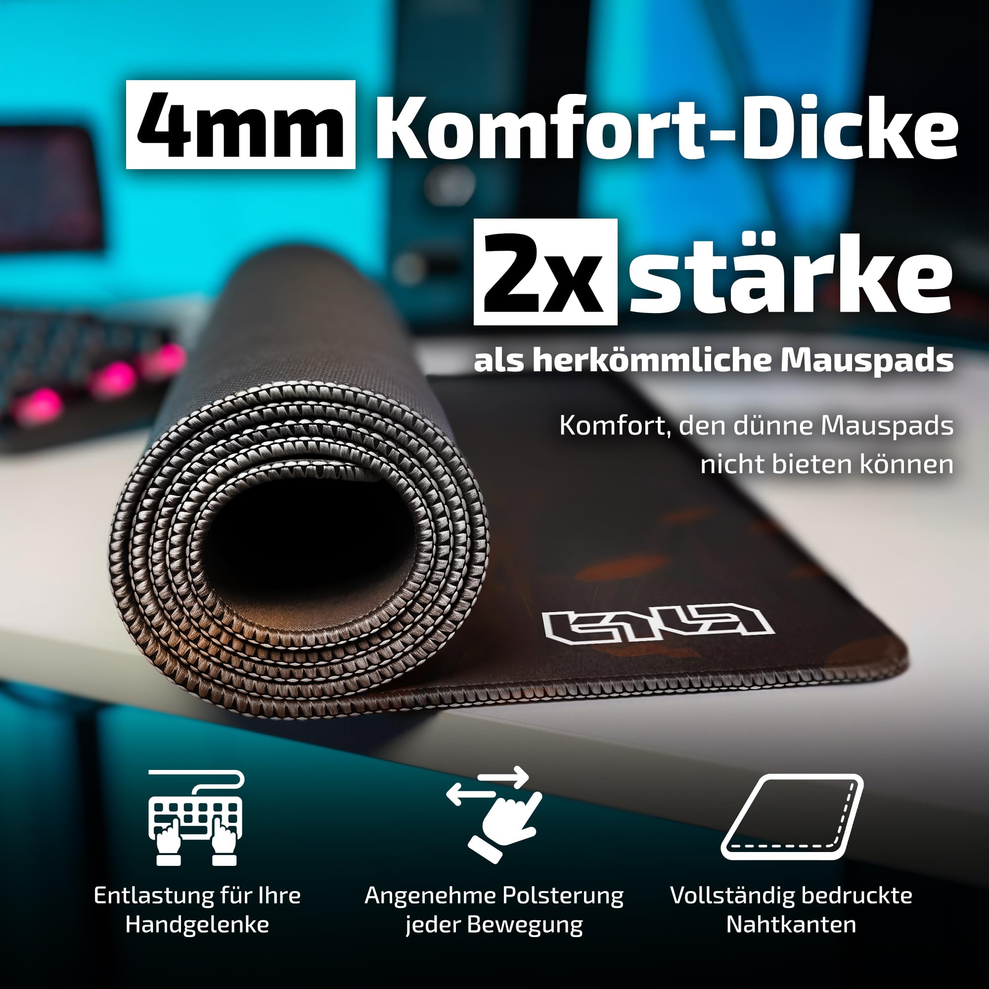 Tilt Schreibtischunterlage 90x40 cm Gaming Mauspad XXL | Rutschfester Mousepad Groß für Schreibtisch und PC Gadgets | Wasserdichter Desk Mat (Not Afraid at All)