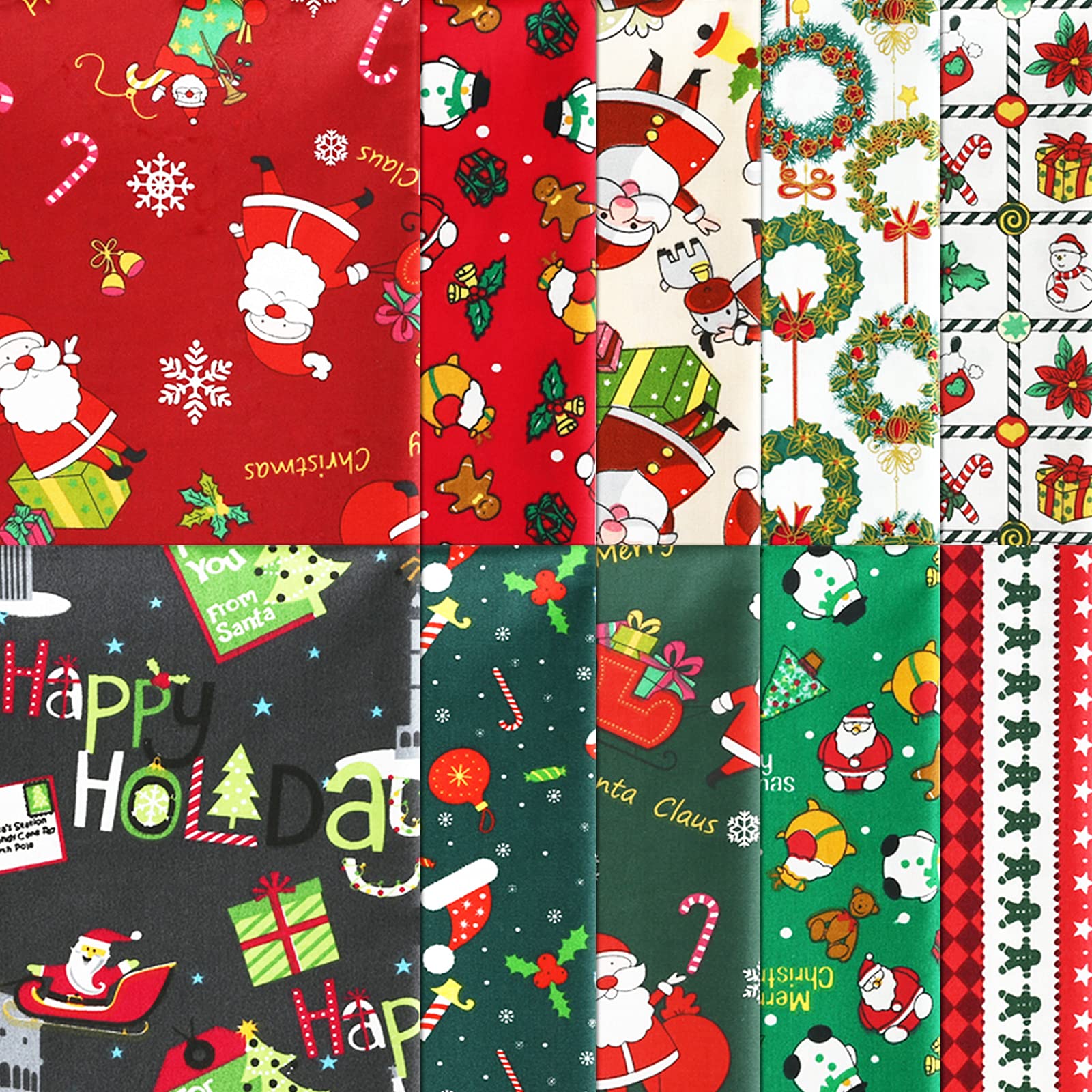 Tissus Noel Au Metre 8pcs Tissus Coton 50 X 50cm Couture QuiltingFabric Patchwork Vêtements Masque Motif Noel
