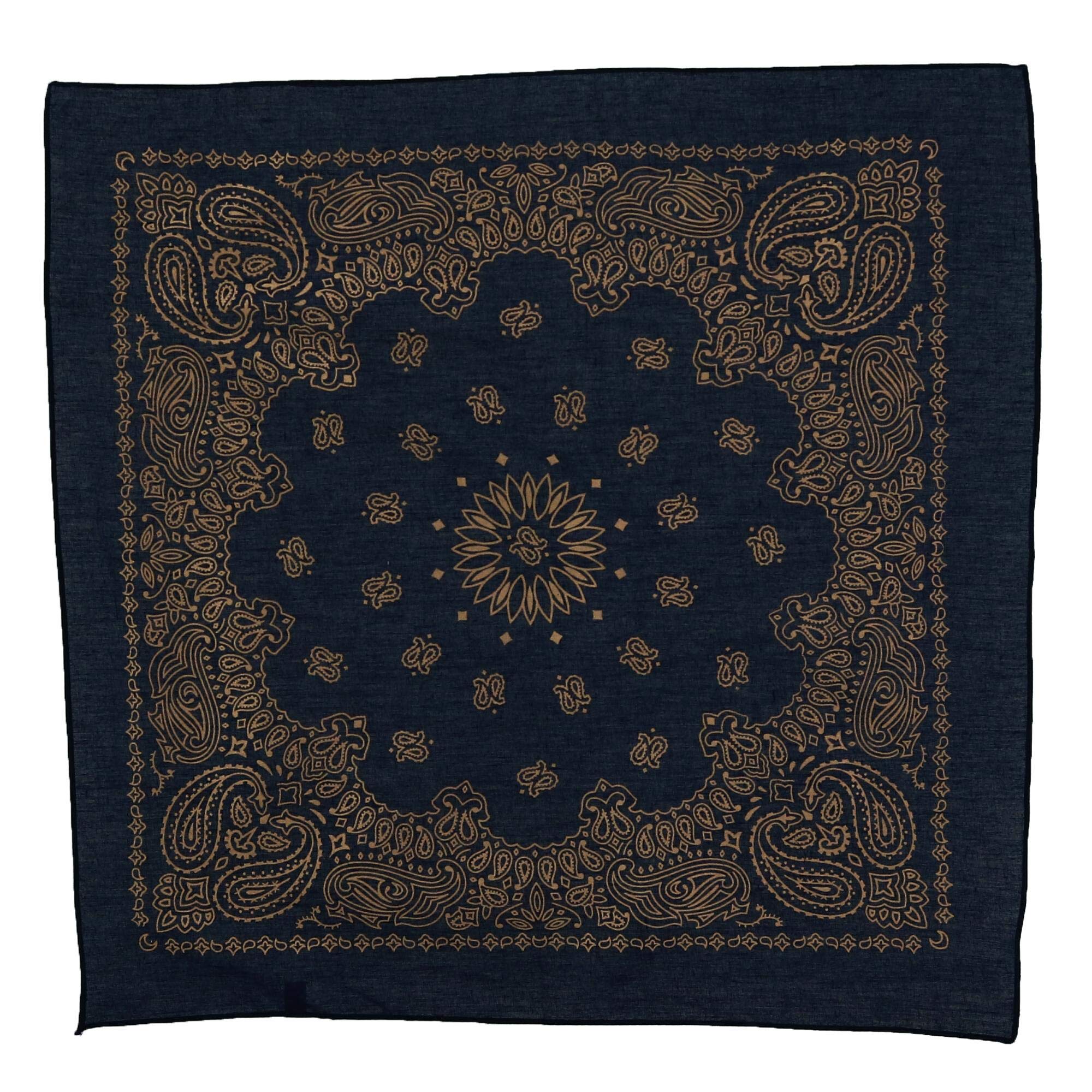 CTM Metallic Gold Paisley Print Bandana, Navy