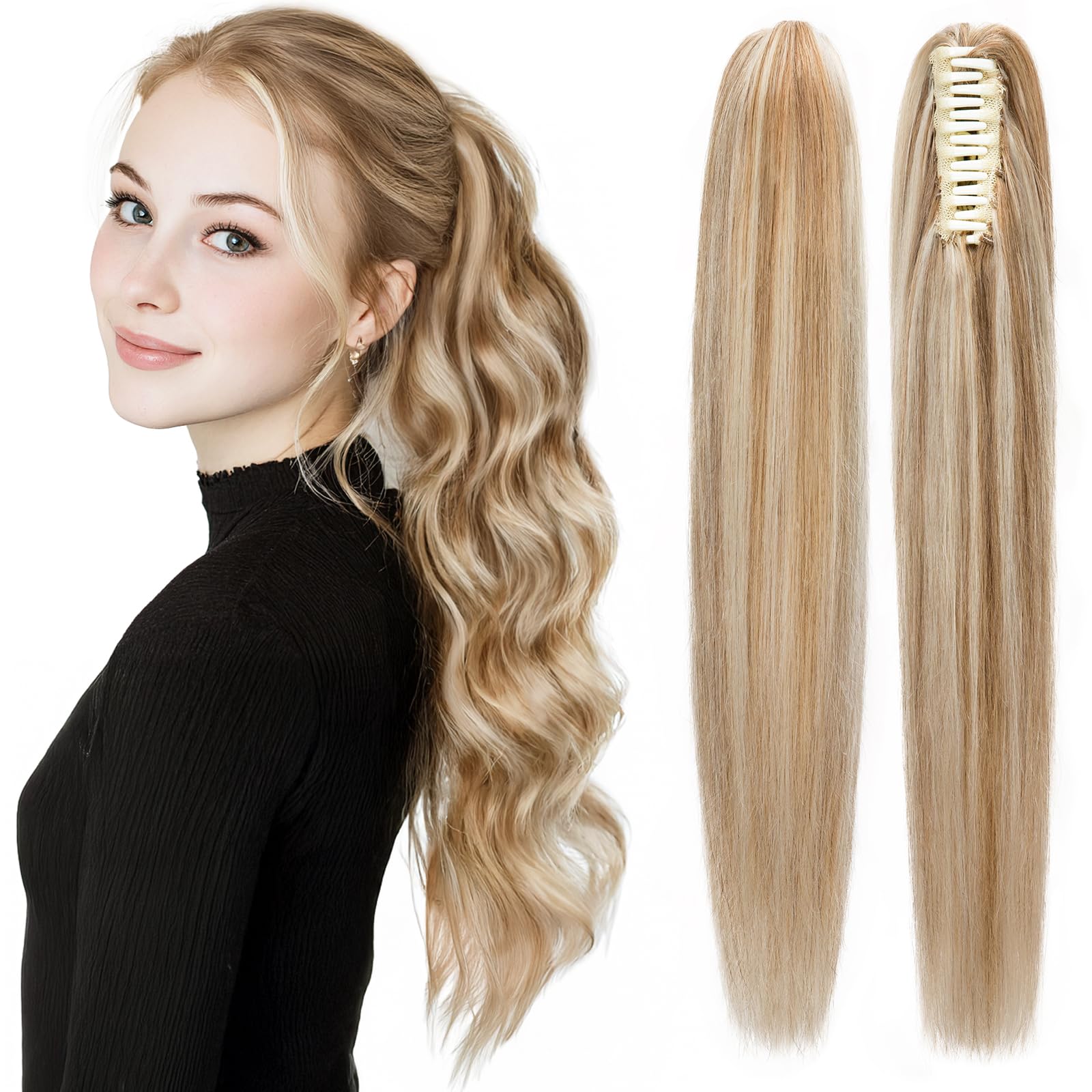 SEGOHAIR Human Hair Ponytail Extension with Claw Clip, Natural Look, Soft, 14"-22", More Colors Options for Women, Ideal for Dates, Weddings, Parties,