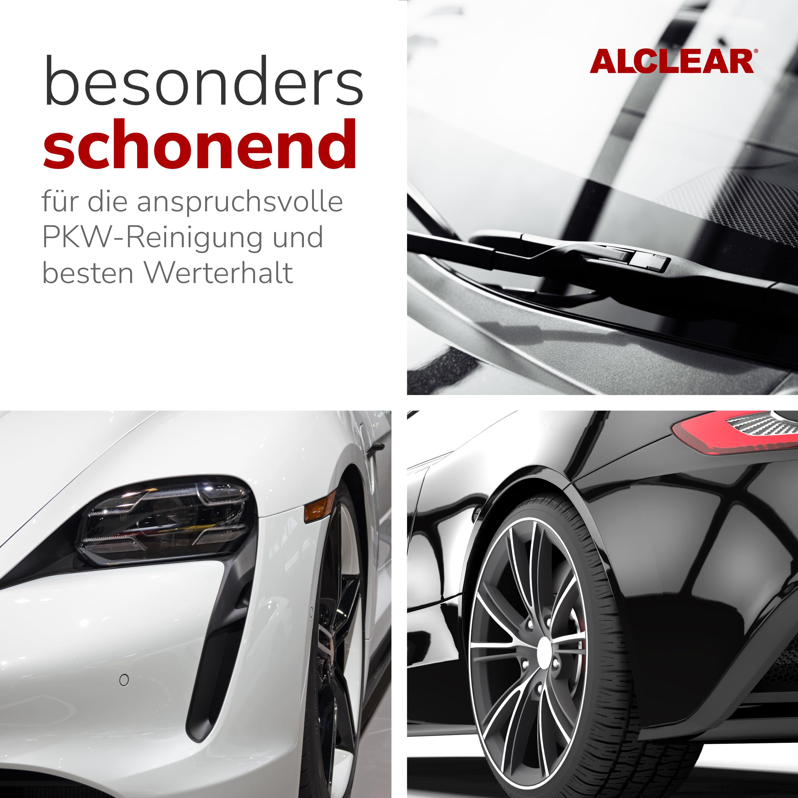 ALCLEAR 8201050 Autopflegeset 6 teilig mit 1 L Lackversiegelung fürs Auto | 6-teiliges Set, 1 L Schnellversiegelung ohne Silikon, Polier- und Cockpittuch, Felgenhandschuh, Trockentuch, Innenraum