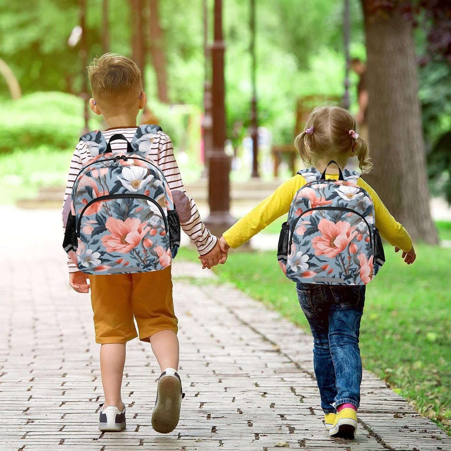 Watercolor Spring Flowers Pink Toddler Harness Backpack for Boys Girls 3-6 Years Kids Backpack with Anti Lost Safety Leash Child Leash Backpack for Travel Walking Preschool