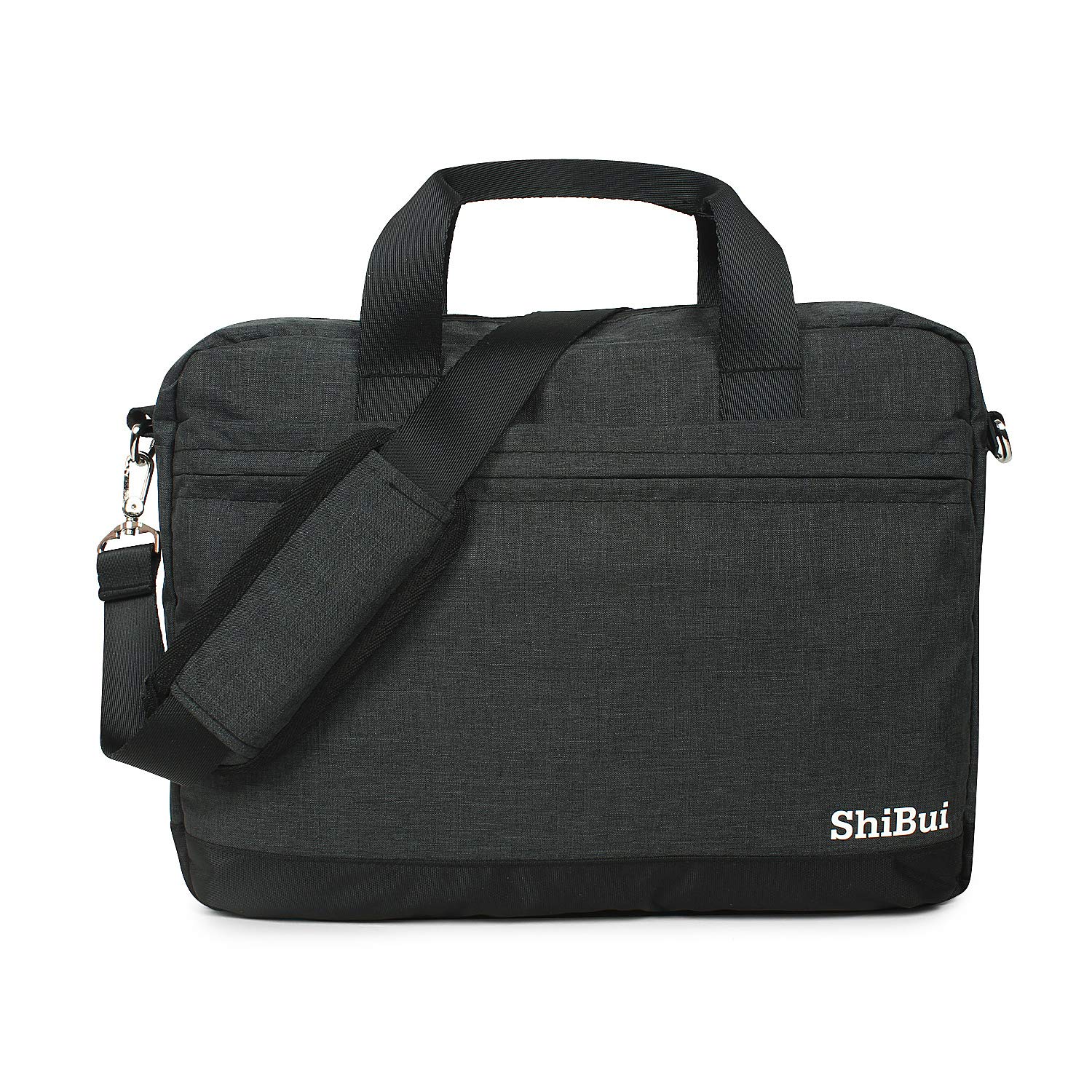 SHIBUI 15.6 inch Unisex Bag Cross Shoulder Messenger Bag for Man and Women with Detachable Shoulder Straps & Laptop Compartment (Black)