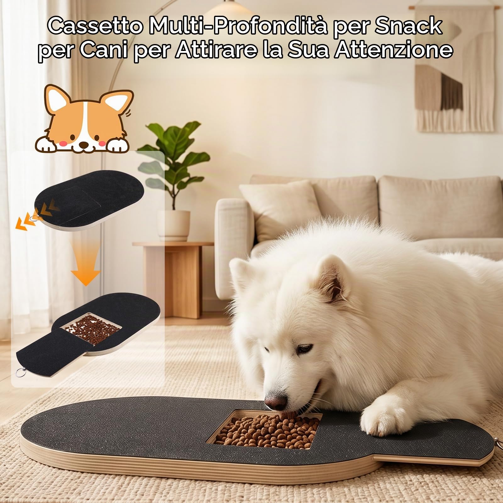 Starvortex Lima Unghie Cani, Tappetino Tiragraffi per Cane in Legno,45x25CM