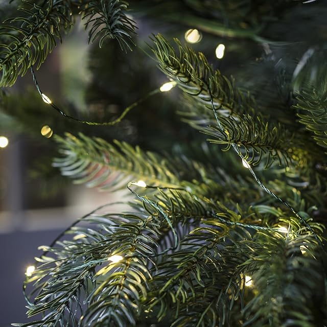 Lights4fun Christmas Tree Fairy String Lights 300 Warm White Micro LEDs on Green Wire Plug in Timer Indoor Outdoor Use 30m