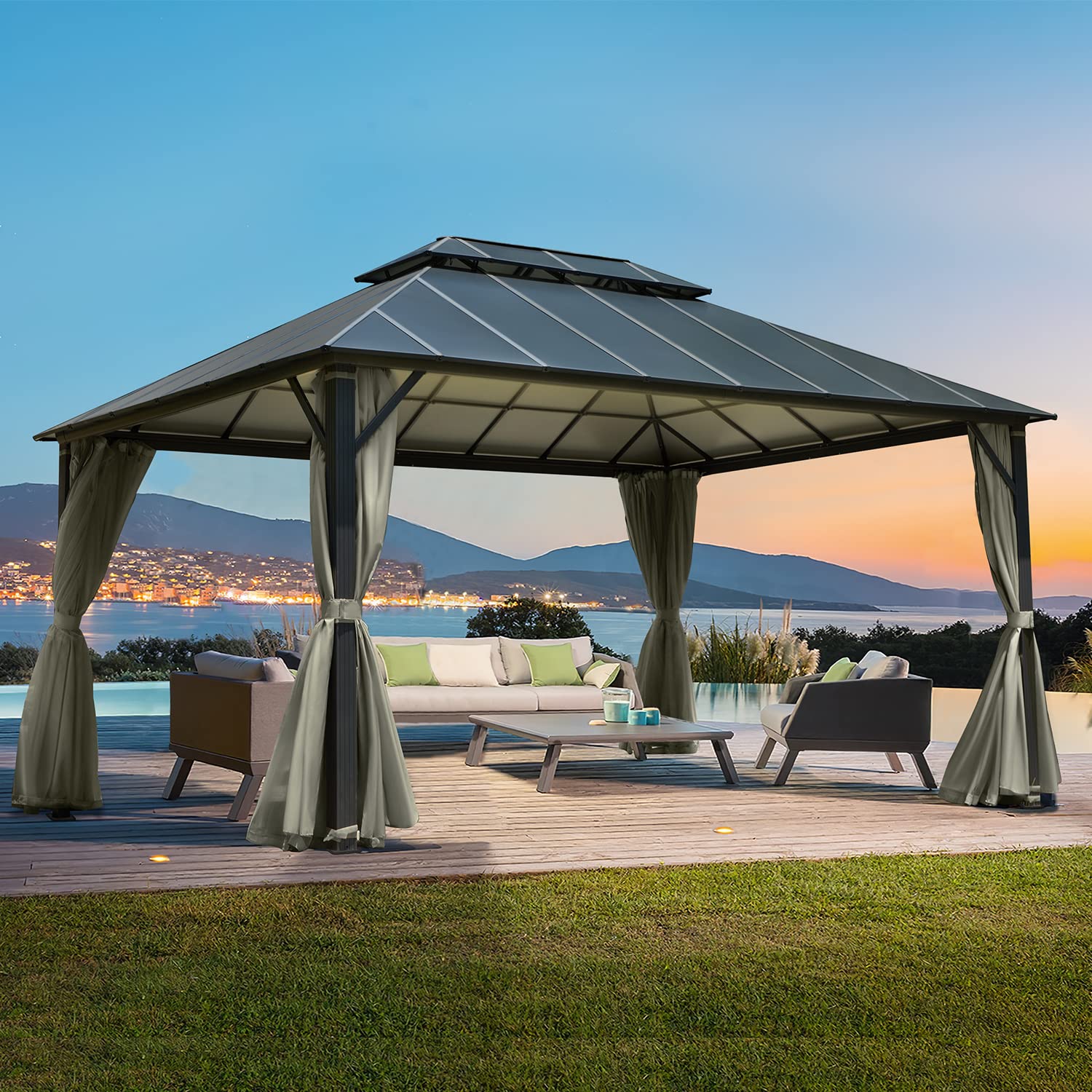 Buy EROMMY 12x16Ft Double Roof Hardtop Gazebo, Aluminum Composite