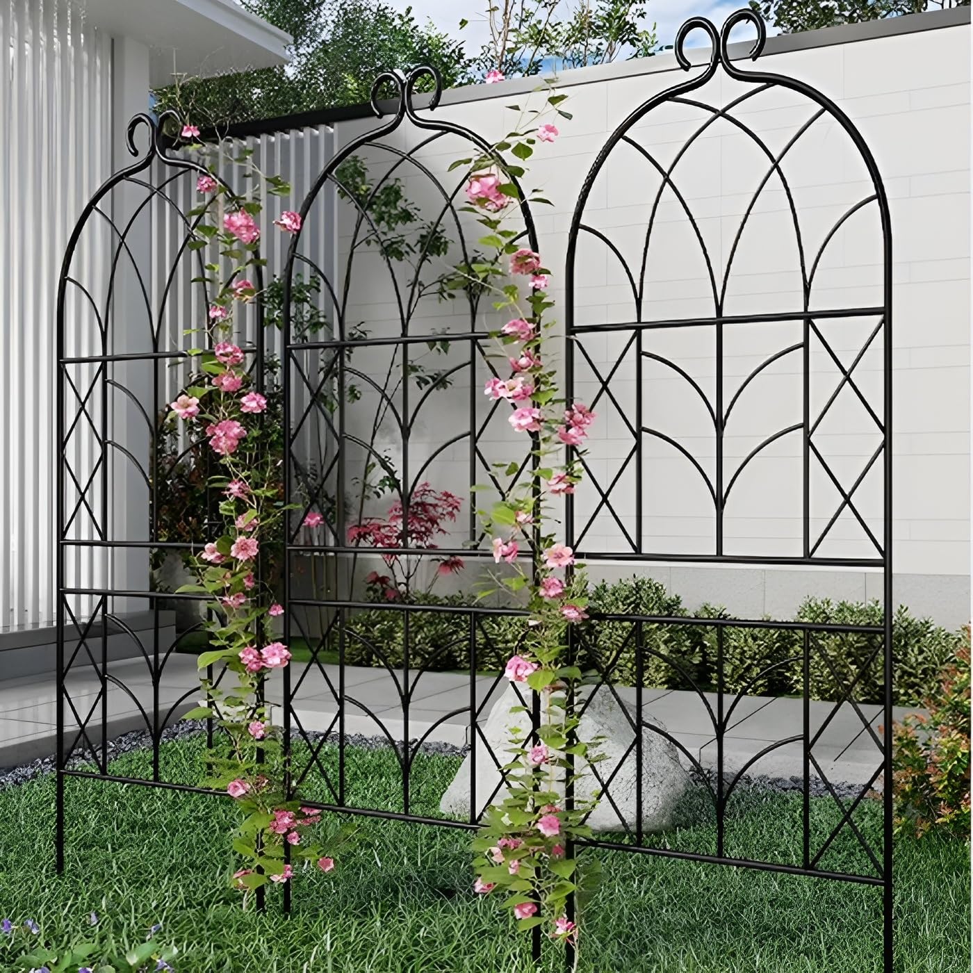 Kute żelazne kratki ogrodowe do roślin pnących, szerokość 0,5 m, metalowa podpórka do roślin z cukinii, kwiatów i warzyw, 150 x 50 cm