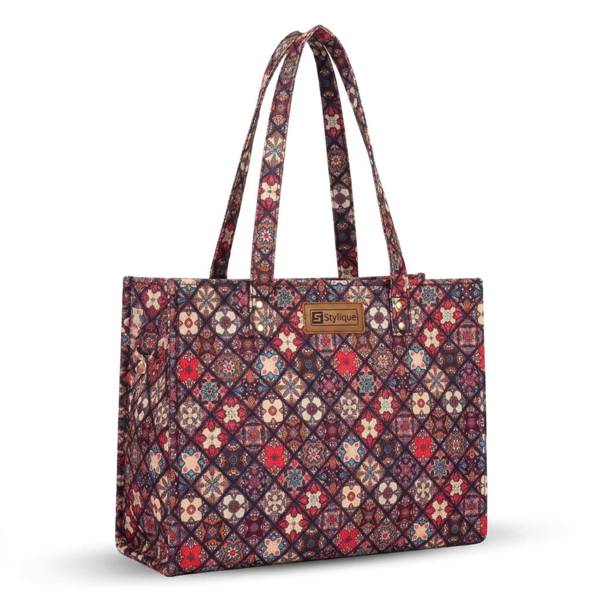 Ladies Stylish Tote Handbag | Large Shoulder Bag for Women | Office, College, Travel & Shopping Carry Bag with Spacious Compartment | Jute Tote Bag for Woman-image-46