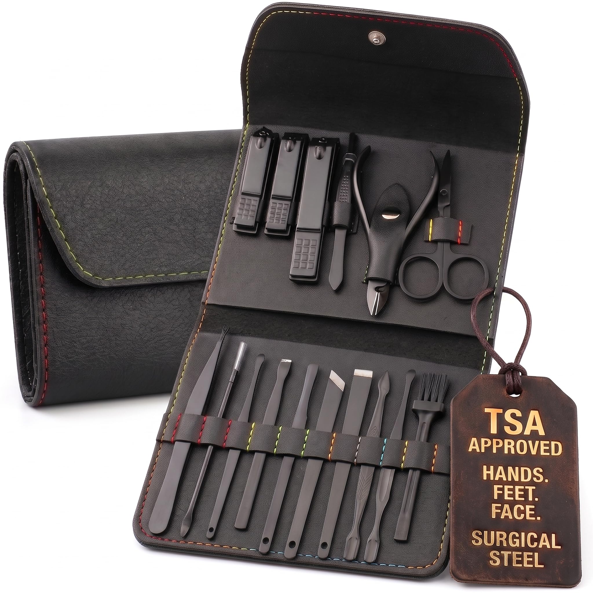 Earth & I Manicure Kit for Men: TSA Compliant Nail Clipper Grooming Set