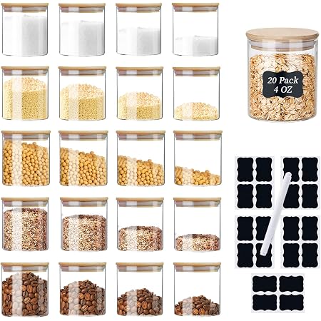 Hoanra 16-Piece Glass Spice Jar Set – 6.5oz With Bamboo Airtight Lids & Labels, Pantry Organization - View #5
