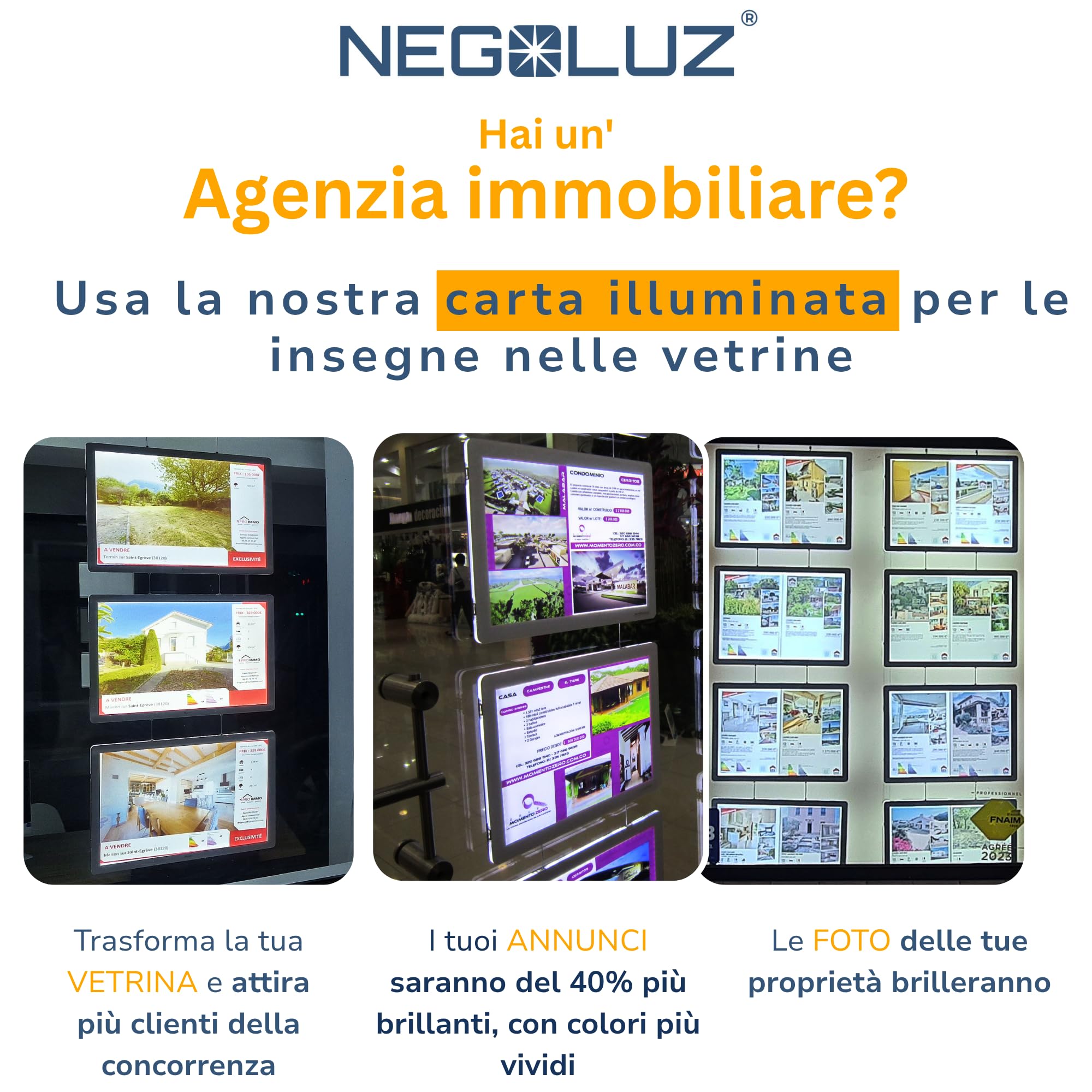 Carta Backlight A4 Retroilluminata PRO 100 Fogli per Porta Poster Vetrina LED e Porta Menu Luminoso NegoLuz