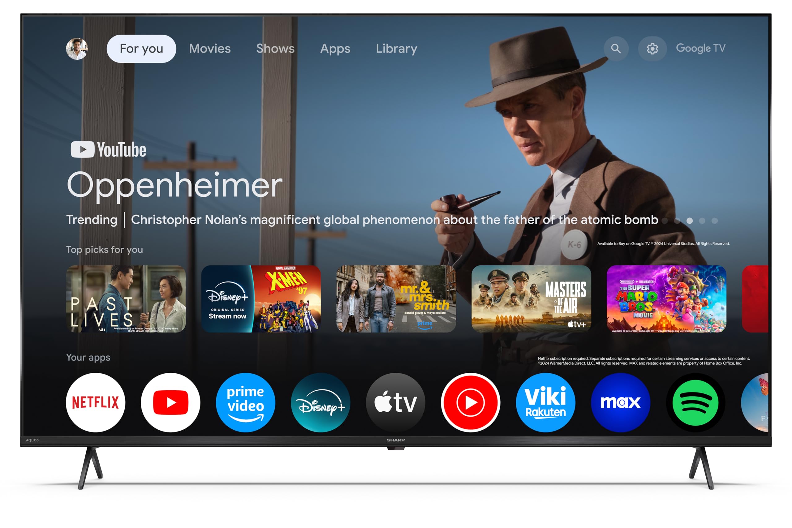 Sharp 50HP5365E - GOOGLE TV, 50" UHD, FRAMELESS, 60Hz, QLED, HDR10, Dolby Vision HDR, Google Assistant con microfono, Chromecast, Bluetooth, DOLBY Atmos 2x12W, HDMI 2.1 x4, USBx2, Colore nero