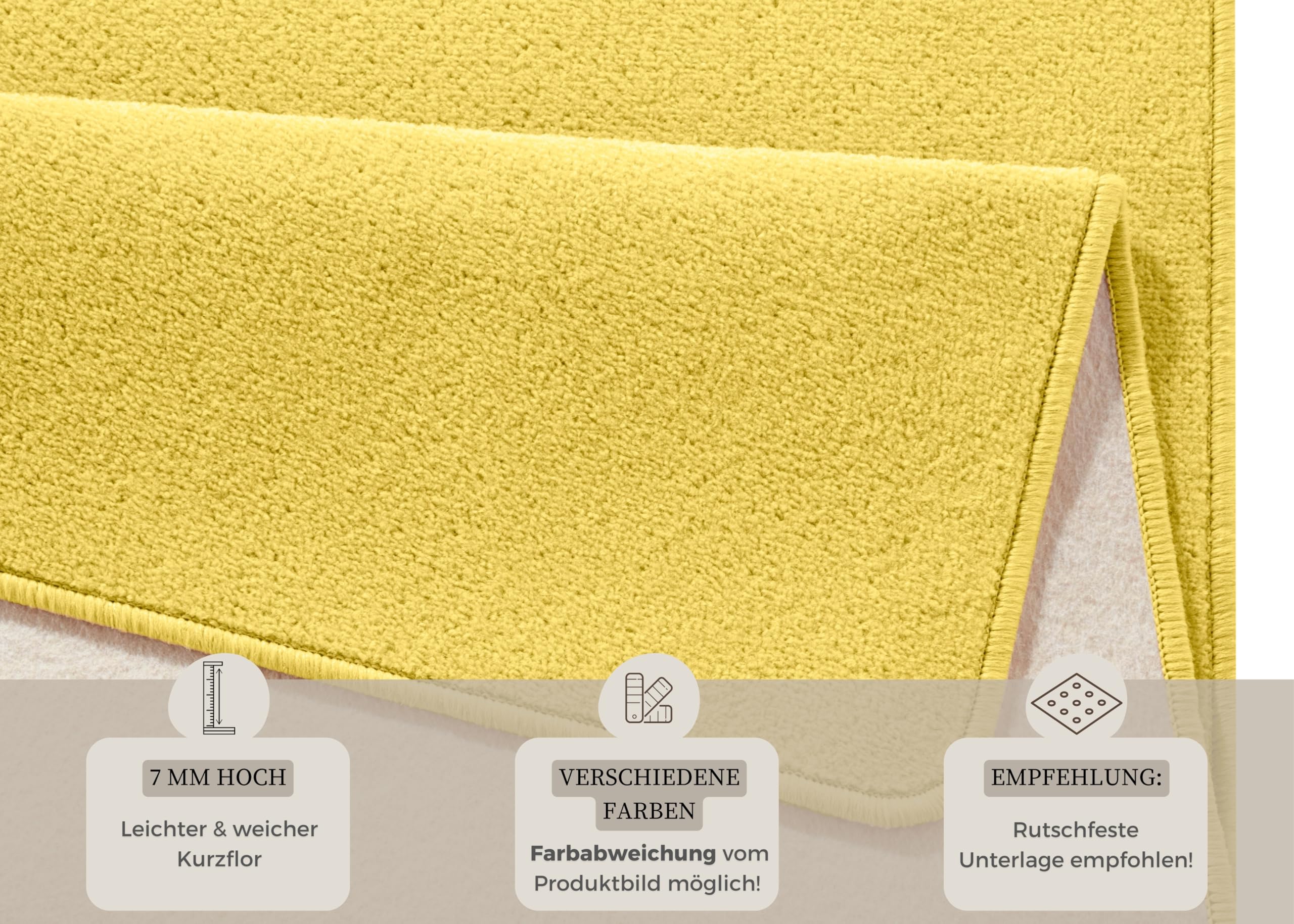Hanse Home Indoor Teppich Fancy – Wohnzimmerteppich einfarbig Modern Velours Teppich für Esszimmer, Wohnzimmer, Kinderzimmer, Flur, Schlafzimmer, Küche – Gelb, 160x240cm