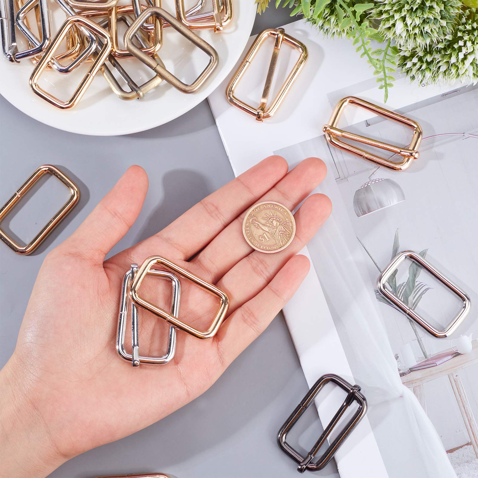 NBEADS 36 hebillas de ajuste deslizantes, 3 colores, hebilla de rodillo deslizante, hebilla de hardware para bolsas de cinturón, accesorios de bricolaje