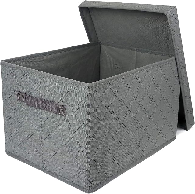 Collapsible Cube Storage Boxes with lids Stackable Chest Fabric Storage Box Storage Bins Baskets for Clothes Toys Books Bedding Organization or More