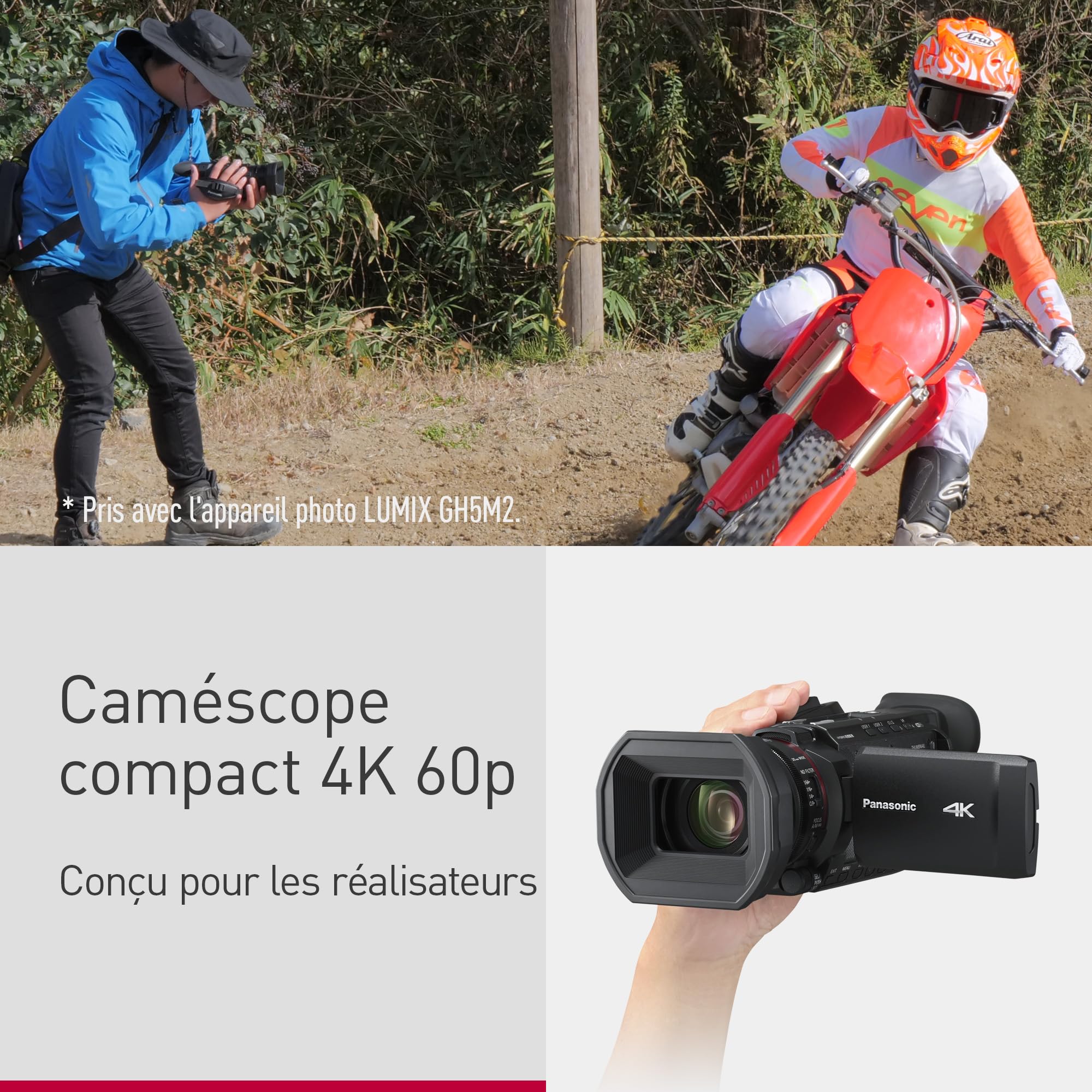 Panasonic X1600 | Caméscope Semi-Pro 4K (Qualité vidéo 4K 60p 10bit Interne, Zoom Optique 24x, Grand Angle 25mm, Stabilisé, Viseur inclinable, Ecran Tactile orientable, Live Streaming, USB-C) Noir