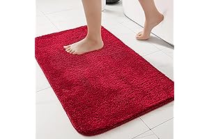 EMEMA: Plush and Absorbent Red Bathroom Rug