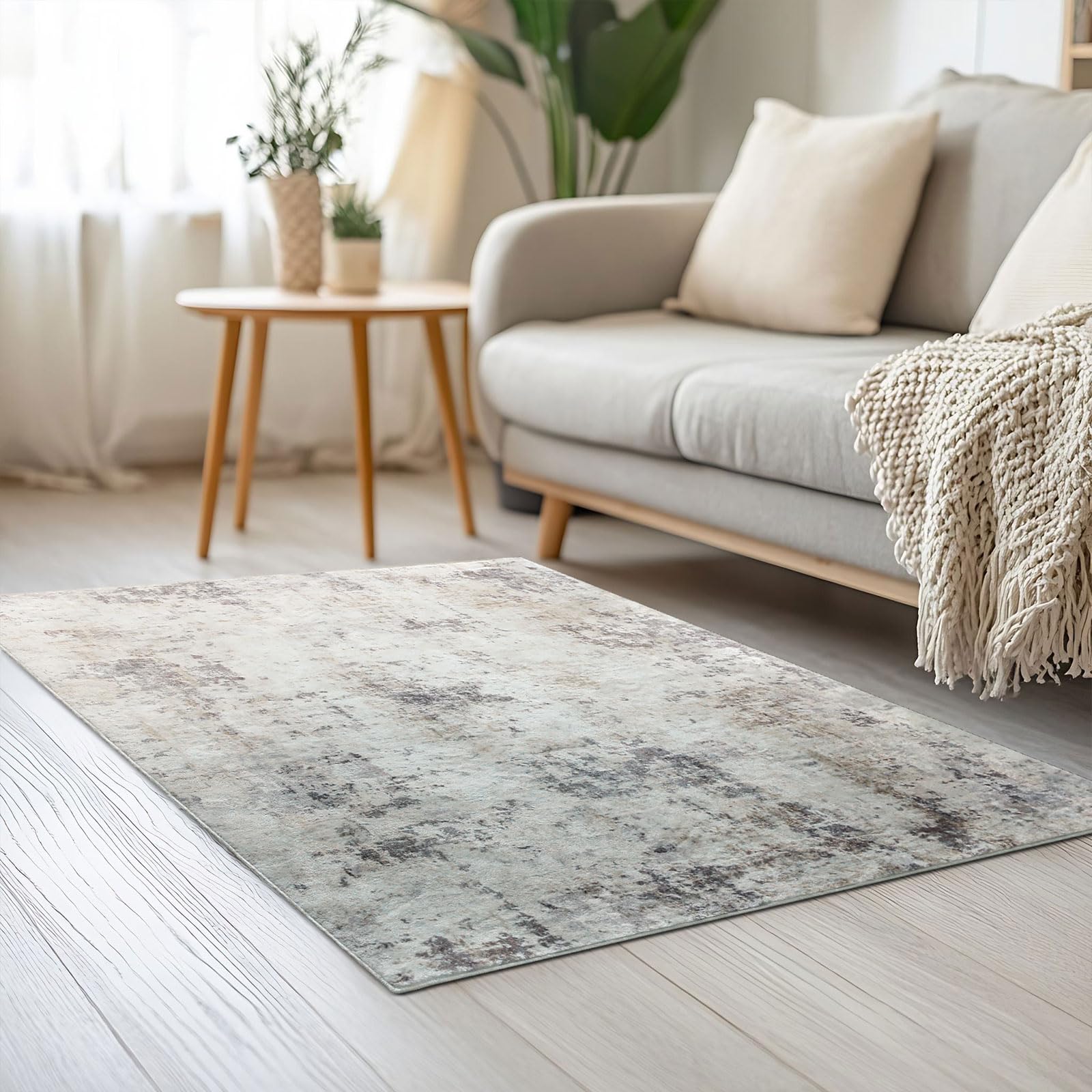 Cinknots Alfombras Salon Abstracta Alfombra de área Alfombra de Salón Modernas Antideslizante Pelo Corto para Salón (Marrón/Gris/Multi Abstracto, 60 x 120 cm)