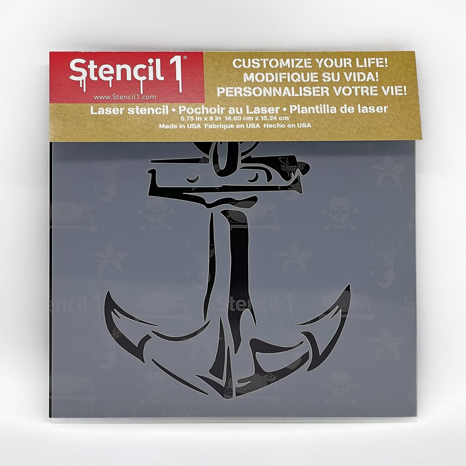 Anchor Stencil 5.75" x 6" - Durable Quality Reusable Stencils for Drawing Painting - (ALT Nautical Theme Stencil Beach Decorating Items and Decor on Walls Fabric & Furniture Art Craft