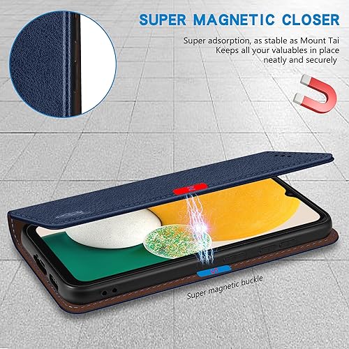 Miniatura 10 de ZZXX Funda tipo cartera para Samsung Galaxy A13 5G con bloqueo RFID, soporte de ranura para tarjetas, funda protectora de cuero magnético fuerte