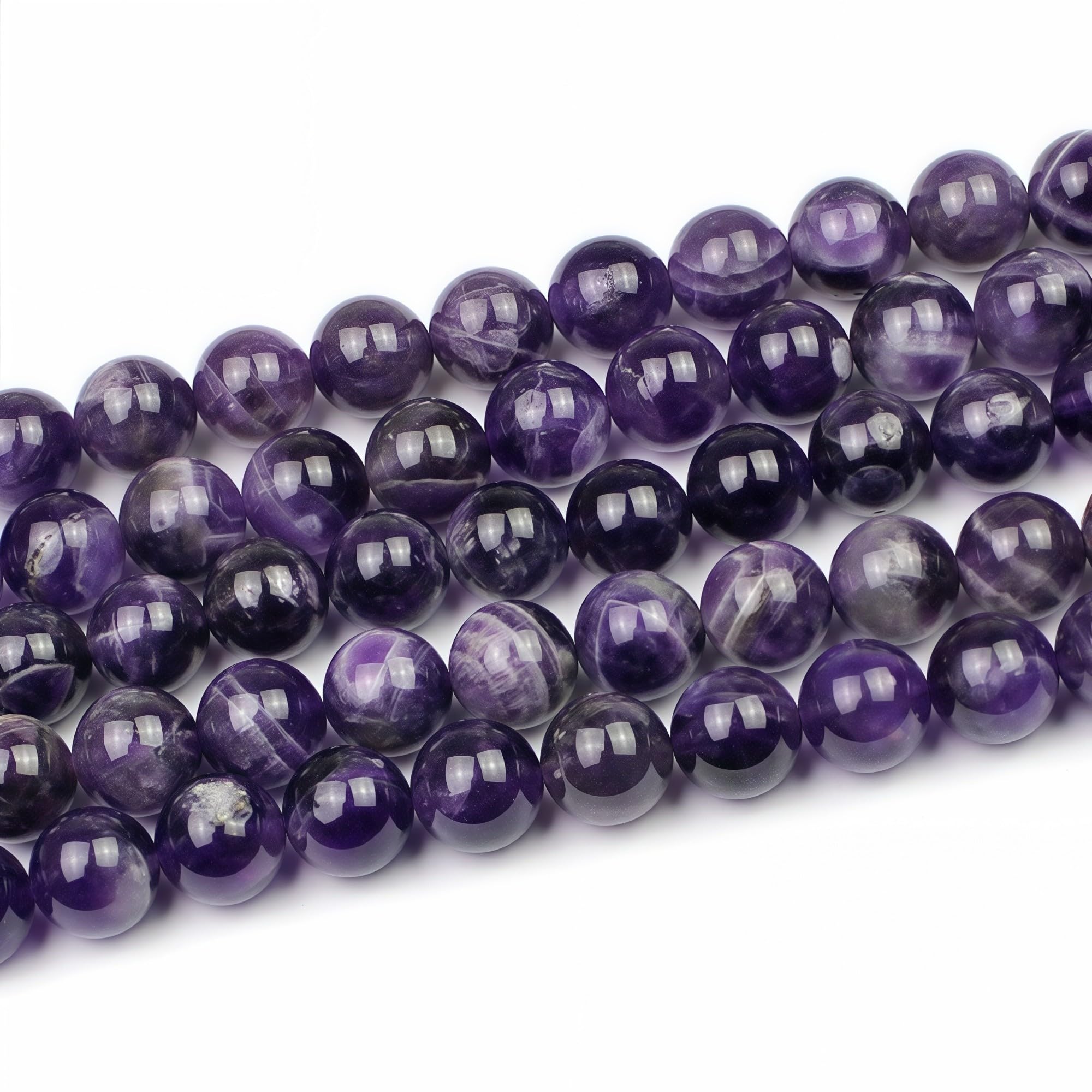 MJDCB 8mm 43 piezas Cuentas de Piedra Amatista Bicolor Redondas Sueltas Piedras Semipreciosas Naturales para Hacer Joyas Pulseras Collares — view 4