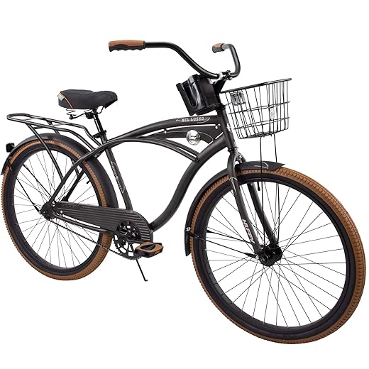 Huffy 26” Nel Lusso Men's Single-Speed Comfort Cruiser Bike, Charcoal