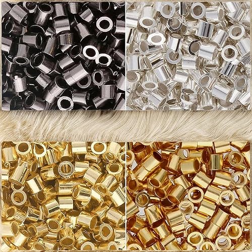 Miniatura 4 de KAZETEC Cuentas de engaste para hacer joyas, separadores de tubo de crimpado de 0.079 x 0.079 pulgadas, 1000 tubos de crimpado para aretes,