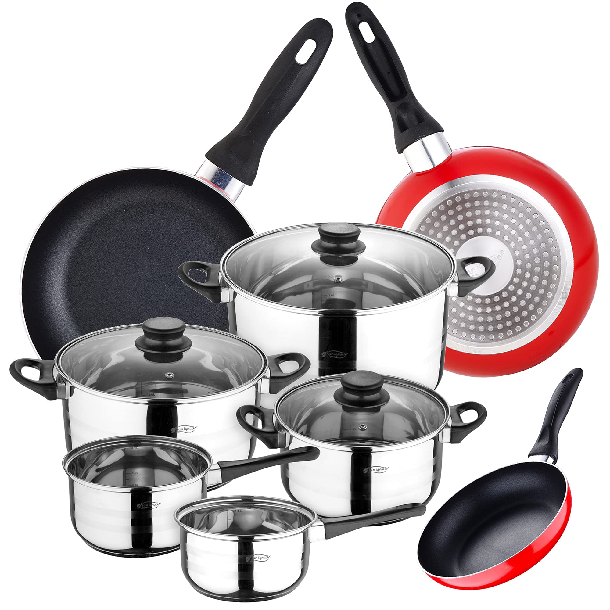 San Ignacio Zestaw 8 sztuk baterii kuchennych + 3 patelnie 16/20/24 cm SAN IGNACO