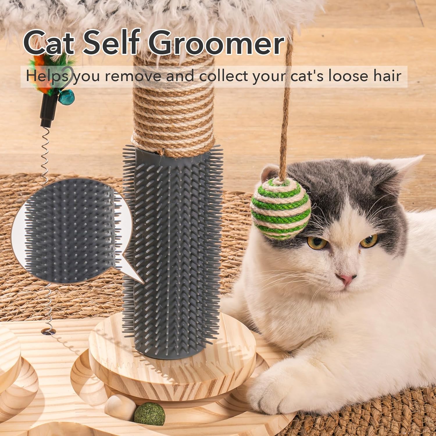 review Cat Scratching Post,Cat Toys for Indoor Cats,Soft Rabbit Fleece Perch for Rest,Natural Sisal Scratcher Cat Self Groomer,Kitten Toys Interactive Cat Toys