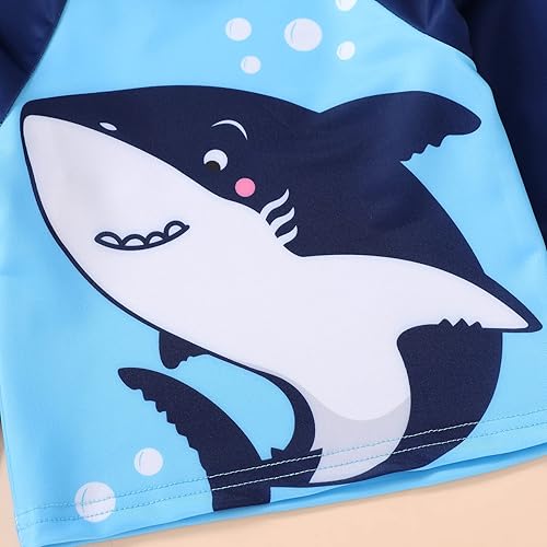 Miniatura 5 de Happy Town Trajes de baño para niños pequeños, traje de baño de manga larga, traje de baño de dos piezas, traje de baño, playa, verano (tiburón