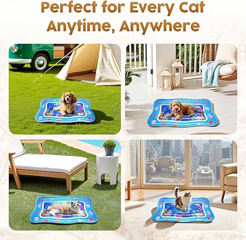 Miniatura 2 de Tapete de agua para gatos  Juguetes interactivos para gatos mejorados con PVC grueso de 0.028 in de grosor para refrigeración y calefacción, cama de