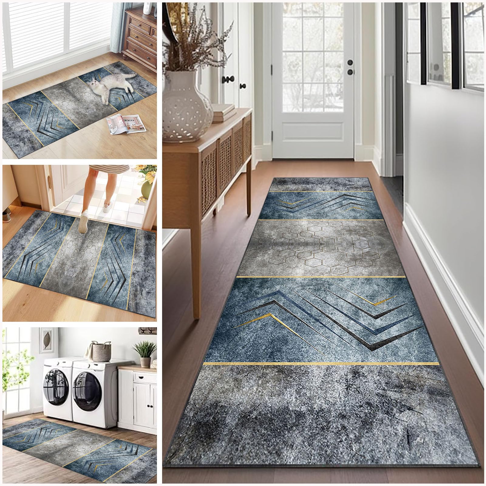 Ruxevnsy 82A Carpet Runners For Hallways Non Slip Long 50 X 80 Cm Washable Runner Rugs Kitchen Runner Absorbent Door Mats Hallway Hall Runners Narrow Rugs For Entrance Bedroom Hallways Living Room Kitchen