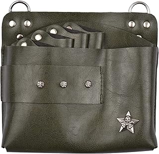 Coldre de barbeiro PU couro porta-bolsa rebite cabelo bolsas tesoura clipes cintura cinto de ombro Coldre de barbeiro,Coldre,Sacos de tesoura de cabelo,Bolsa tesoura de cabelo,Sacos de tesoura Dark green