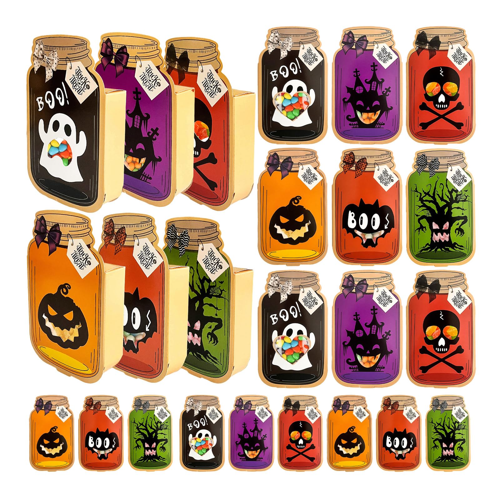 Jazuaiao Halloween Celebration Gift Box Eerie Halloween Candy Box Collection with Themed Pattern for Party Delights Party Supplies Boxes