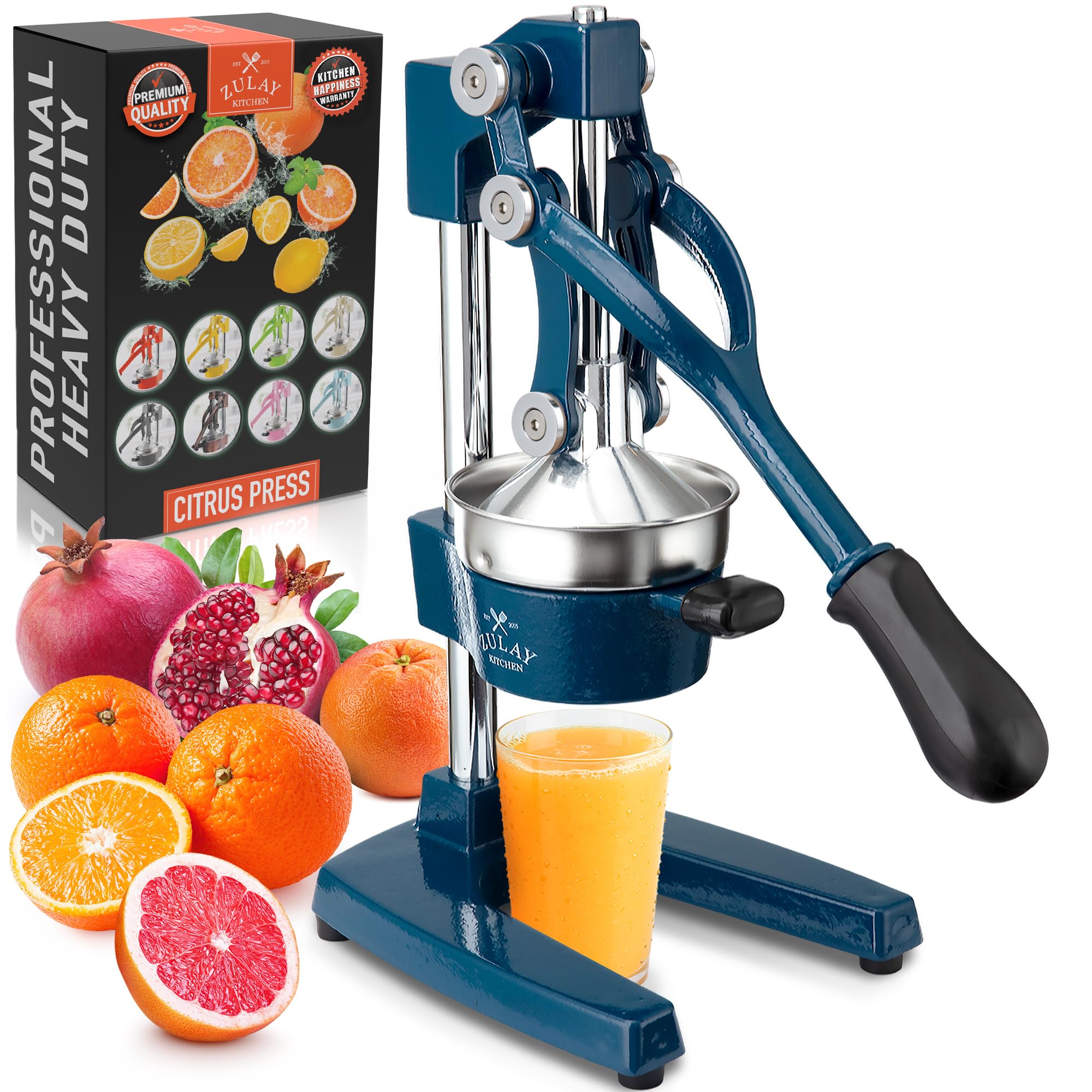 Zulay Kitchen Cast Iron Juicer - Heavy Duty Orange Juicer with Detachable Strainers for Easy Cleaning, Citrus Press for Citrus Fruits, Perfect for Bartenders, Juice Lovers &amp; Health Enthusiasts