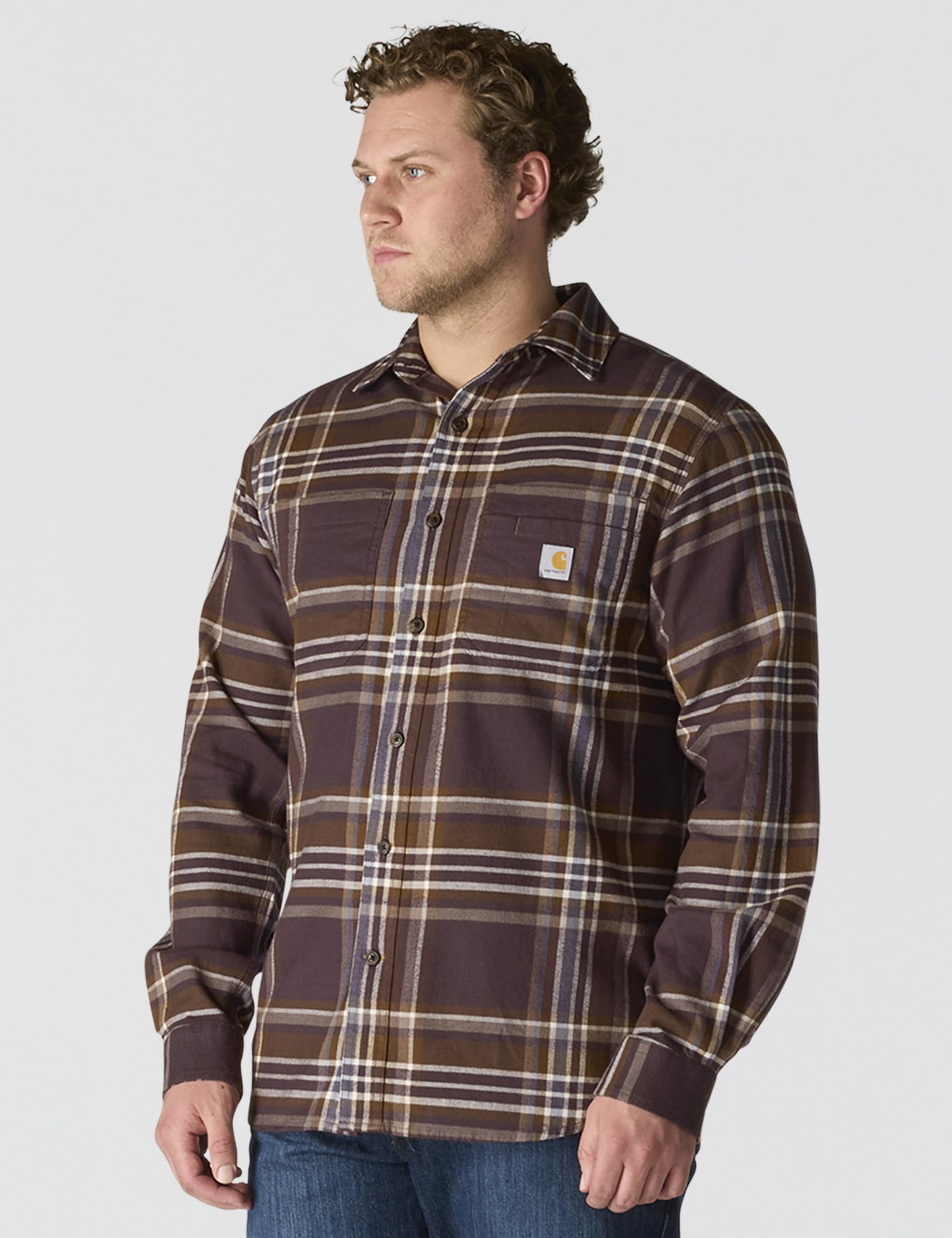 Carhartt Rugged Flex Relaxed Fit Midweight Flannel Long-Sleeve Plaid Shirt Camicia Scozzese a Maniche Lunghe in Flanella di Peso Medio Resistente e Flessibile Uomo (Pacco da 1)
