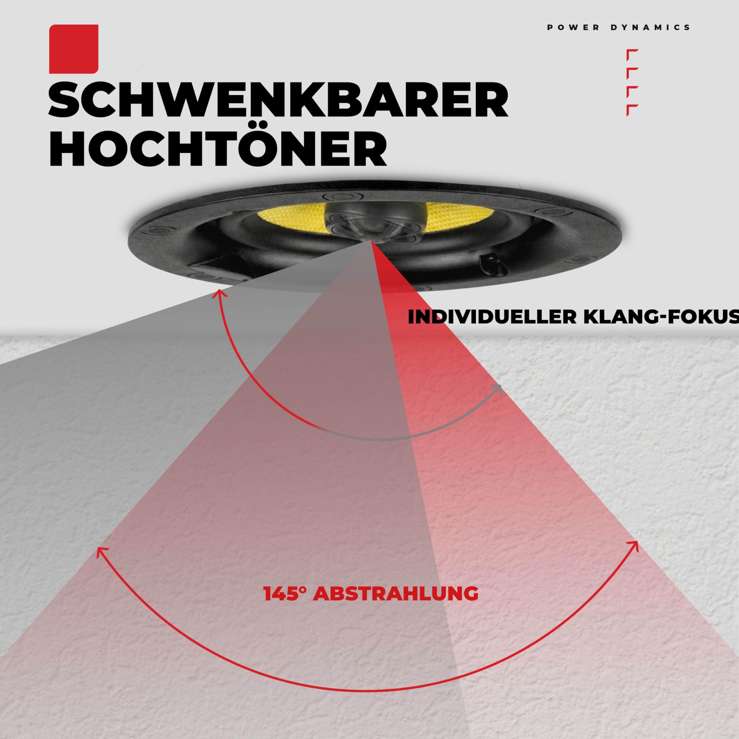 Power Dynamics KVCS5 Deckenlautsprecher 40 Watt – 5,25" 2-Wege Einbaulautsprecher Decke – Weiß – HiFi Klang, Low Profile Design, Magnetgitter, 8 Ohm – Einbaulautsprecher für Wohnräume & Gewerbe, 186mm