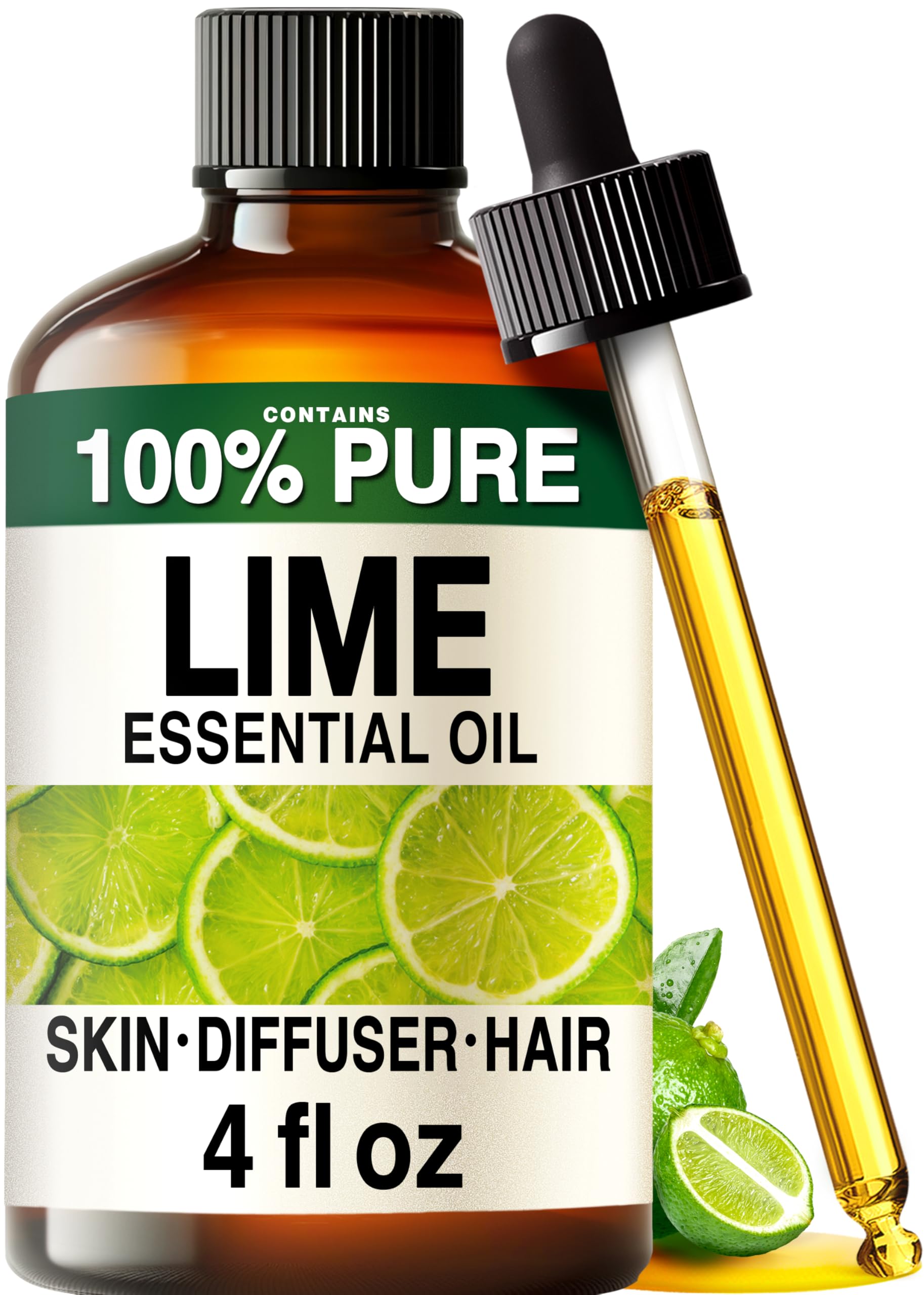 100% Pure Lime Essential Oil 4 Fl Oz - Lime Oil for Hair and Skin