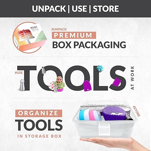 Miniatura 9 de RFAQK Juego completo de 150 puntas de tubería rusas  Kit de suministros de decoración de galletas, cupcakes  Juego de puntas de pastelería (24