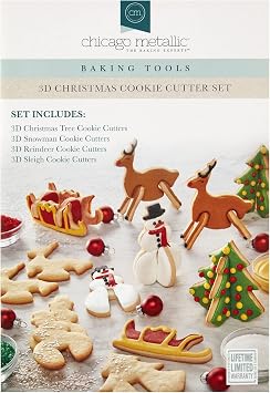Chicago Metallic Christmas Tree 3D Cookie Cutter Set, 12-Piece, Silver