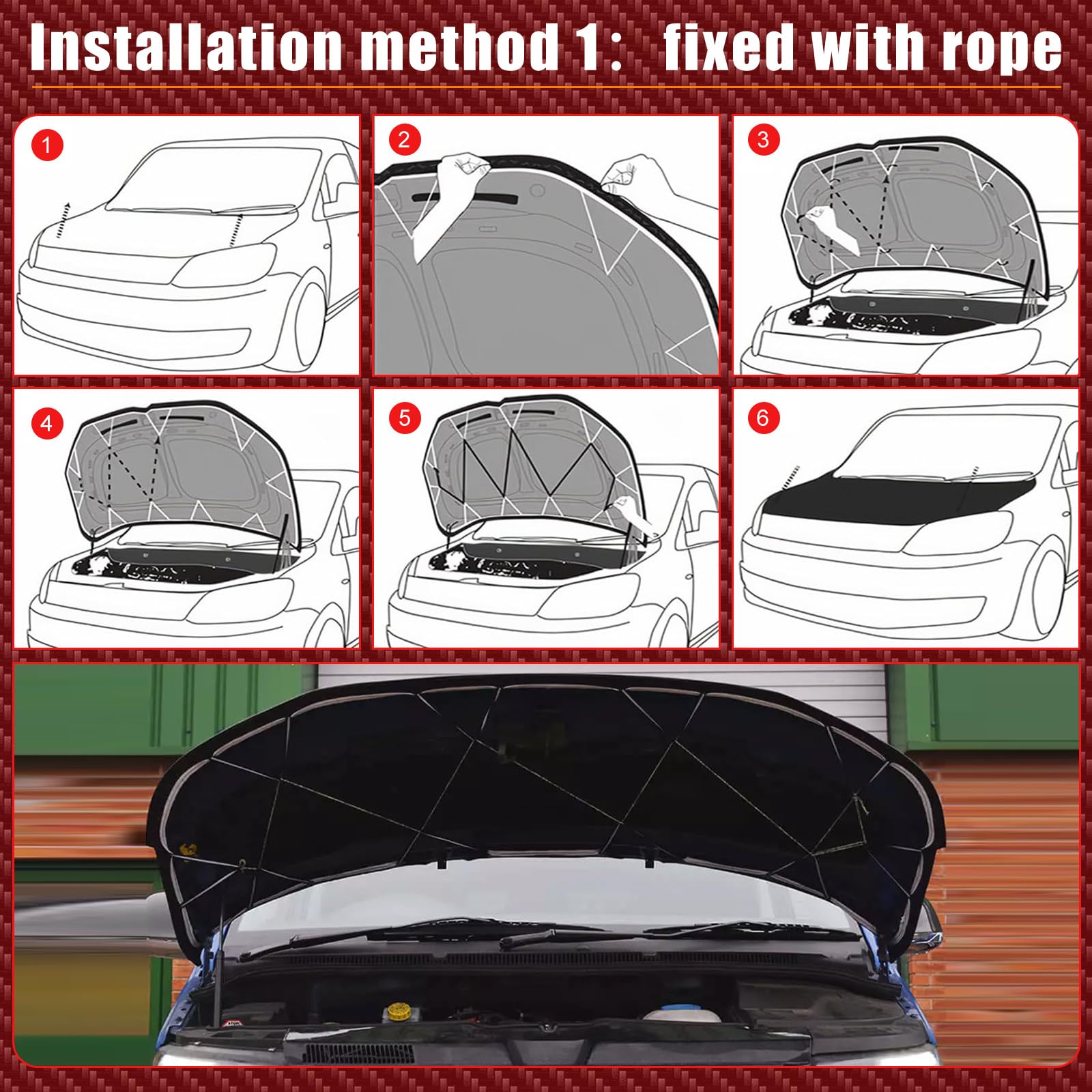Protection de Capot Compatible avec VW T5.1 Transporter & Caravelle 2010-2015 Bra de Capote Protection - Noir